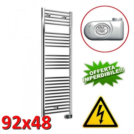 Scaldasalviette CORTINA elettrico CROMATO cm 92x48 con termostato digitale